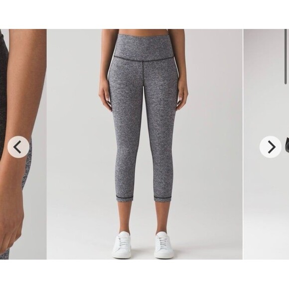 Lululemon Wunder Under Crop Leggings 21" Heathered Black Size 6 - Picture 1 of 11